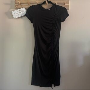 NWT Black Tee Style Dress with Side Ruching Size XS